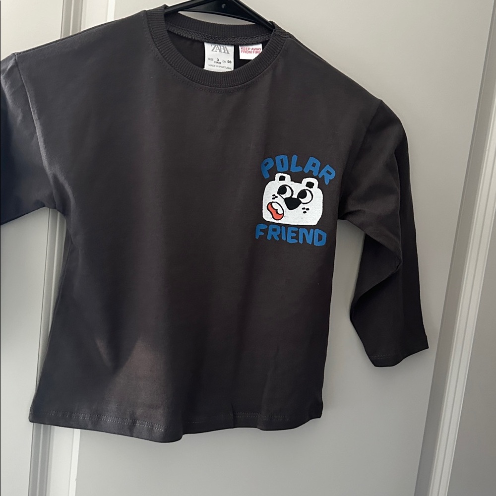 NWOT! Zara Black Polar Friend Long Sleeve Shirt